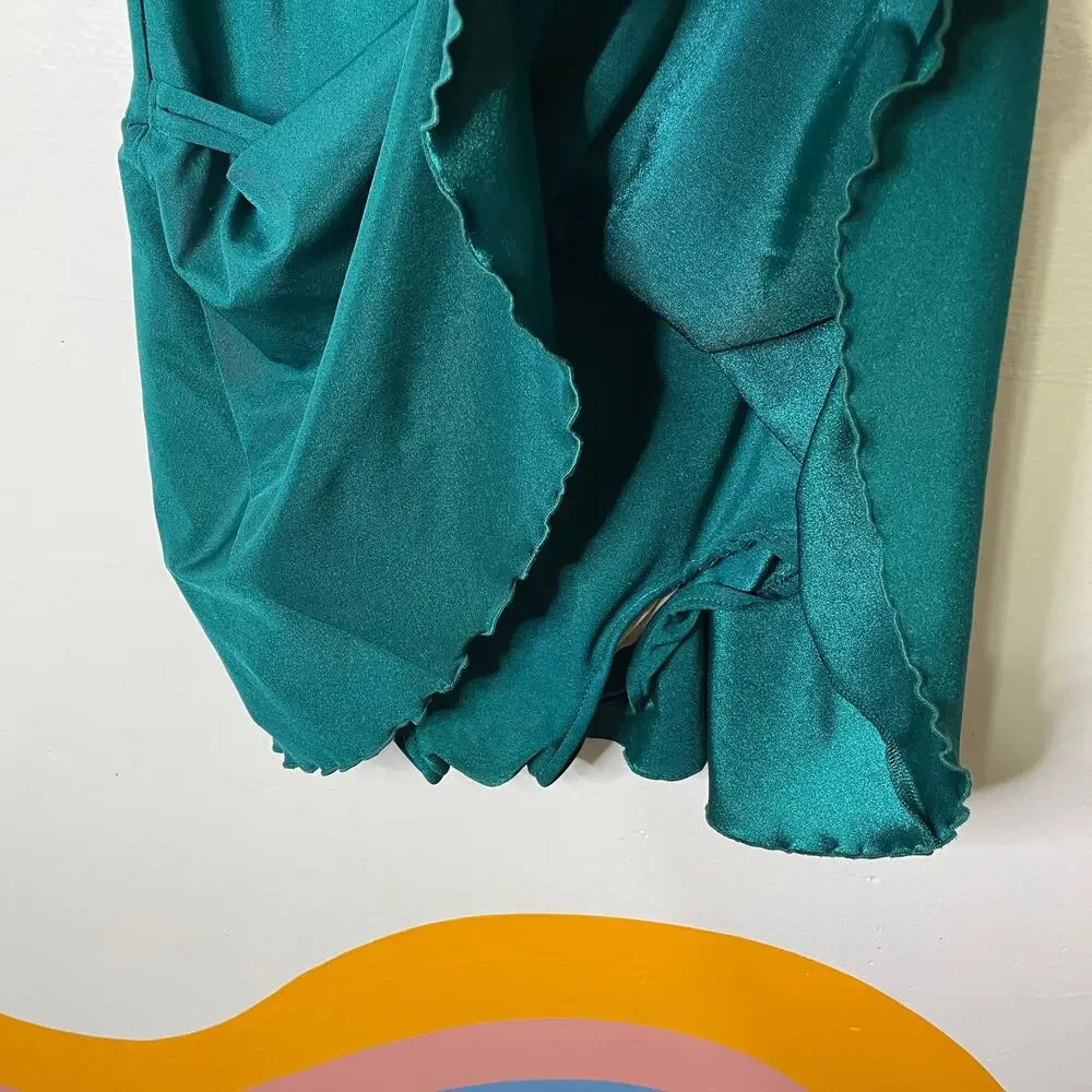 Vintage 60s 70s Roxanne Skirted One Piece Swimsuit Green‎ 12/34C Modest